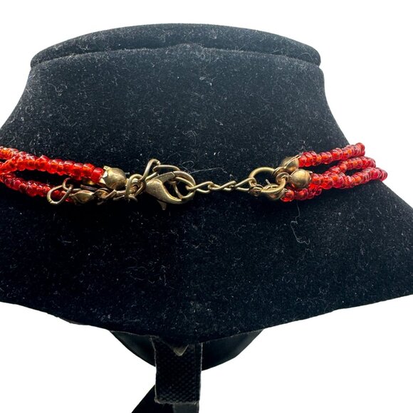 Vintage Red Beaded Multi-Strand Shell Necklace - Picture 6 of 7